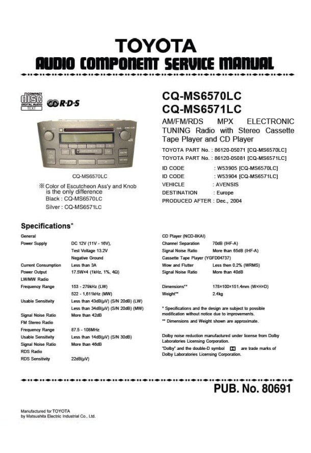 CQ-MS6570LC, CQ-MS6571LC_Toyota